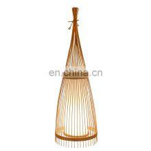 High Quality Living Room Floor Lamp Bamboo Lampshade Minimalist Modern Standing Light LED Floor Lamp for Indoor