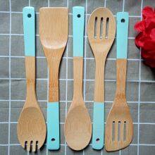 Colorful Bamboo kitchen utensils with color handle, bamboo China Manufacturer Wholesale