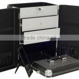 Professional 4-in-1 Rolling Makeup Artist Cosmetic Train Case Organizer Storage Case,black Crystal Beauty Makeup Trolley Case thumbnail-3