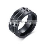 Men's 316l Stainless Steel Creative Classic Black Wire Band Tail Ring 10mm