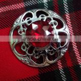 Celtic Design Piper Plaid Brooch With Red Stone In Chrome Finish Made Of Brass Material