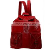 Handmade moroccan red leather backpack wholesaler XFZR01