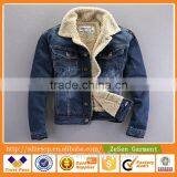 Custom Popular Men Winter Warm Denim Coat Cowboy Jeans Jacket With Fleece Lining For Men