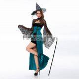 New Arrival Long Sleeve See-through Black Witch Halloween Costume