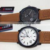 2015 Waterproof Sport Style Man Original Curren Watches Luxury Band Leather Strap Quartz Clock 43mm Dial Vintage thumbnail-2