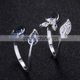 Synthetic Blue Gemstone High Quality cz Engagement Rings White Copper Jewelry thumbnail-1