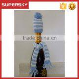 C1570 Wine Bottle Cover for Christmas Wine Bottle Knit Hat Scarf Set Decorations for Wine Bottle thumbnail-3
