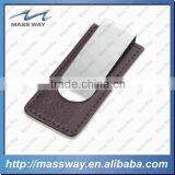 Promotion High Grade Fashion Brass Metal Brown Genuine Leather Wallet Quality Choice