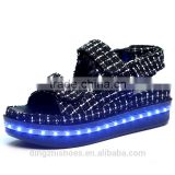 Hot selling led lady sandal light shoes with USB charge fashion led light up sandal shoes