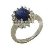 Sterling Silver Natrual Blue Oval Sapphire Ring SC009