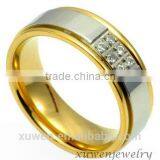 Two Tone Gold Plated CZ Stainless Steel Ring Women Supplier's Choice