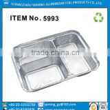 foil container 3 diveded compartment restaurant food storage take out foil tray aluminium foil lunch box