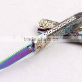OEM Damascus Blade Material Silk Color Abalone Handle Folding Knife thumbnail-3