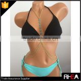 Alibaba Wholesale Boho Style Turquoise Bead 2 Layered Sex Gold Body Chain