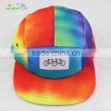 wholesale custom plain tie dye colorful 5 panel camper hat and cap with oem your own logo