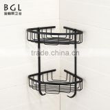 Euro-Style Wall mounted Bath fittings Rubber paint brass hanging corner basket for bathroom storage