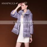 Fashion Luxury Light Purple Real Women Mink Fur Coat for Sale thumbnail-2