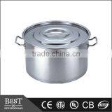 Stackable Stainless Steel HK Low Soup Pot With Lid Pot of HK Style Flat Cover
