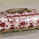 Chinese Plum Blossom Painting Brass Bamboo Decorative Ceramic Tissue Box thumbnail-1