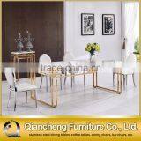 European Style White Marble Mirror Golden Dining Table