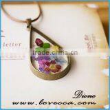Unisex Fashion Natural Real Dried Flower Round Glass Pendant Necklace New Jewelry thumbnail-2