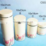 2016 Practical Cylinder Decal Glass Jar With Ceramic Coating thumbnail-1