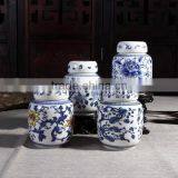 Chinese Style Blue and White Antique Chinese Cremation Urn thumbnail-5