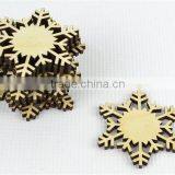 2017 Christmas Natural Unpainted Wooden Snowflake Coaster Made in China