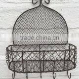 Vintage Rustic Wire Wall Shelf Unit Storage Basket for Kitchen Bathroom Chic thumbnail-4