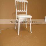 White Wooden Napoleon Banquet Chair With Cushion Pad thumbnail-1