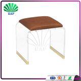 Beauty C-Shape Acrylic Stool Leather Cushion Ottomans Bedroom Lucite Bed Side Stool thumbnail-3