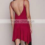 Burgundy Dress 2016 Latest Cami Jersey Leak Back Tunic Top HST3593 thumbnail-4