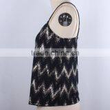 New Arrivals Gold Foil Print Manufacturing Fashionable Top Ladies Stripe Top thumbnail-2