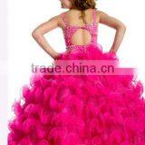 Pink Beaded Heavy Backless Strap Girl's Gown thumbnail-2