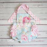 Wholesale Baby Clothes Summer Baby Romper Floral Ruffle Design Bodysuit thumbnail-3