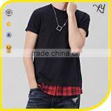 China Factory 100% Cotton Cheap Plain Plaid Color Black Tee Shirt Men thumbnail-1
