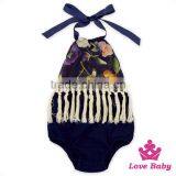 Summer Children Clothes Halter Floral Printed Decorative Tassels Baby Girl Romper Infant Bodysuit Toddler Newborn Clothes thumbnail-1