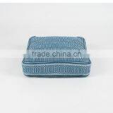 Navy Blue and Light Blue Geometric Square Dog Bed thumbnail-1