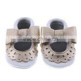 Two Color Matching Leather Moccains for Baby Girls, Lovely Baby Girl Leather Shoes thumbnail-4