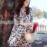 2017 New Arrived County Style Design Printing Casual Loose Dress Thin Dresses Middle Sleeve Beach Woman Dresses thumbnail-1