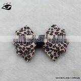 Leopard Grain Bowknot Clip for Shoes Satin Fabric Bow Tie Ornament for Dress Bags Clothing thumbnail-1