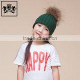 Fashion Design Knit Winter With Big Real Raccoon Fur Ball Crochet Baby Beanie Hat thumbnail-4