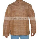Elegant Standing Collar Short Size Long Sleeves Indian Cotton Kurtas For Men