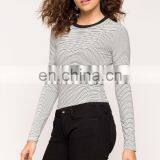 2017 New Fashion Custom Wholesale Long Sleeve Striped t Shirt for Women thumbnail-3