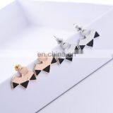 Gold and Silver Plated Expoy Fan-shaped Triangle Geometry Stud Earrings thumbnail-3