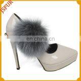 High-heeled Fur Shoes Genuine Fox Fur Pompom Accessory Shoes