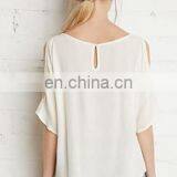 2016 Sexy Women Short Sleeve Embroidered White Shirts thumbnail-3