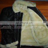 Ladies Lamb Leather Jackets With Fur/B3 Leather Flight Jackets/Leather Jackets With Artificial Fur Lining, , Shearling Coats, thumbnail-1