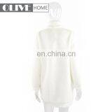 Standing Collar White Super Soft Plush Sherpa Fleece Zipper Bathrobe With Pompom thumbnail-2