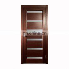 Solid Core Wood Interior Dark Wood Front Door With Glass Modern Flush Mount Prehung Room Door